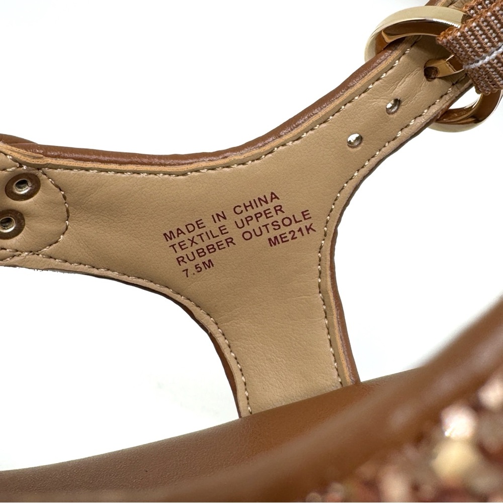MICHAEL Michael Kors MK Plate Thong Sandals Chunky Glitter Rose Gold Size 7.5 - Picture 10 of 13